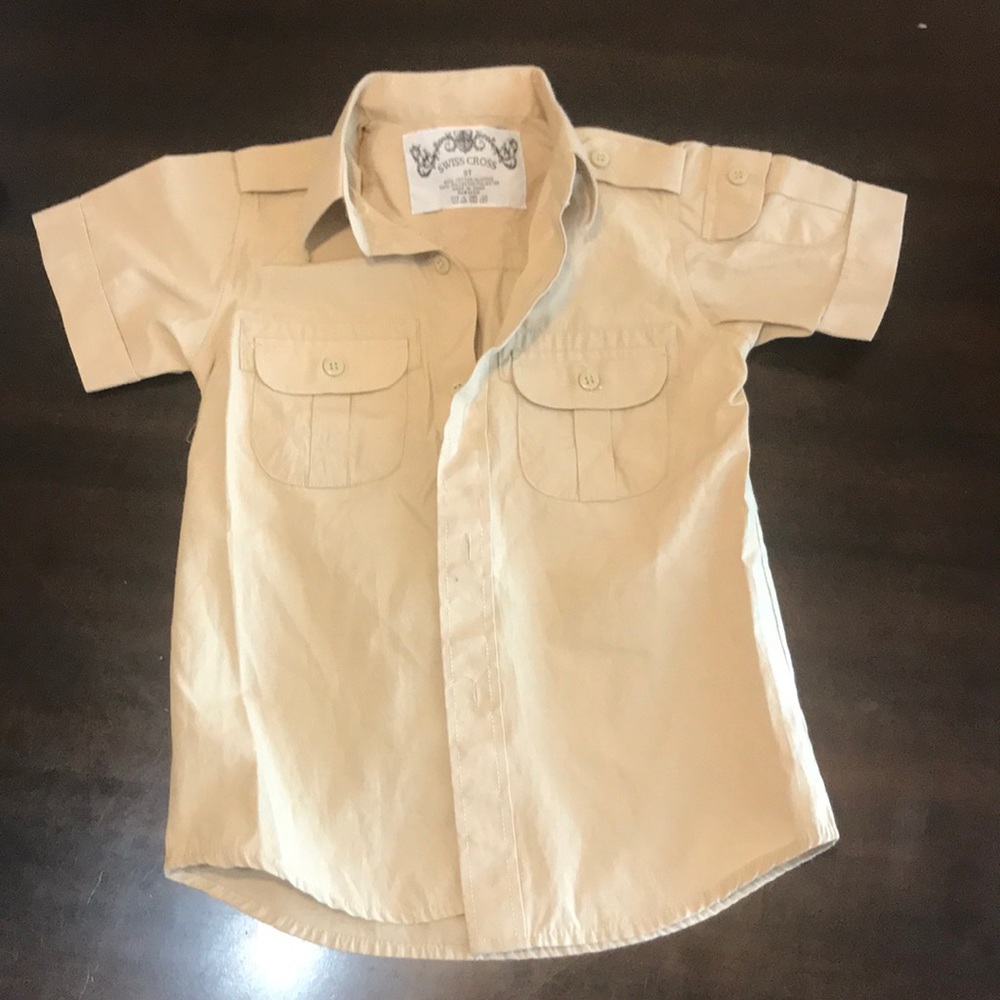 Khaki button down top